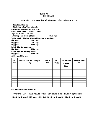 Biên bản kiểm nghiệm và bàn giao sản phẩm, dịch vụ