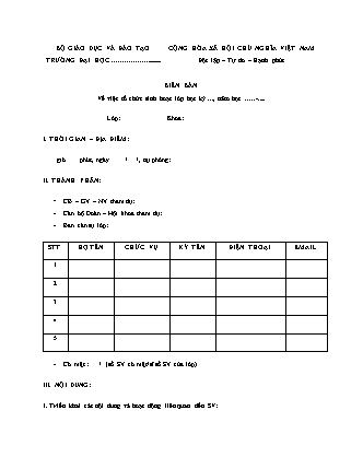 Biên bản sinh hoạt lớp dành cho cấp Đại học