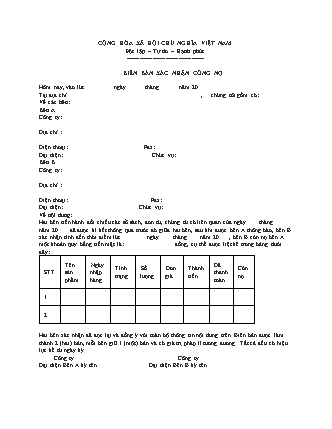 Biên bản xác nhận công nợ thông dụng