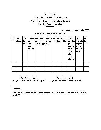 Biên bản Bàn giao Vắc xin - Quyết định 1462/QĐ-BYT