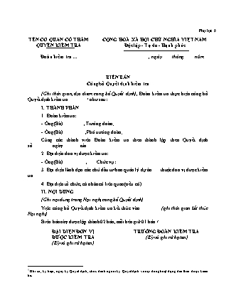 Biên bản Công bố quyết định kiểm tra hoạt động đấu thầu - Thông tư 80/2025/TT-BTC