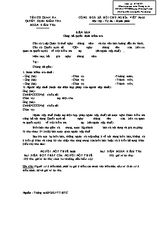 Biên bản Công bố quyết định kiểm tra thuế - Thông tư 80/2021/TT-BTC