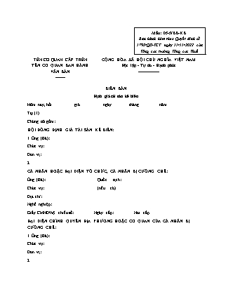 Biên bản Định giá tài sản kê biên - Quyết định 1795/QĐ-TCT