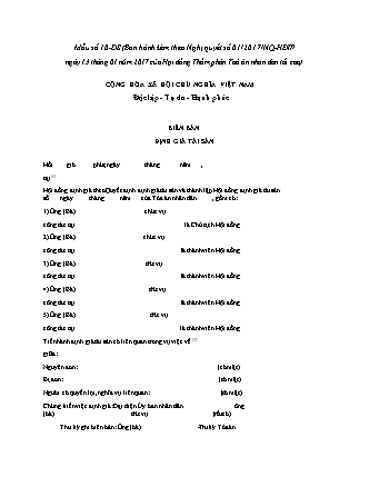 Biên bản Định giá Tài sản trong Tố tụng Dân sự - Nghị quyết 01/2017/NQ-HĐTP