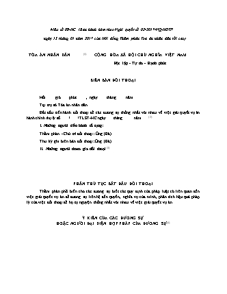Biên bản đối thoại (vụ án hành chính) - Nghị quyết 02/2017/NQ-HĐTP