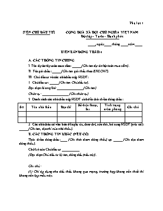 Biên bản Đóng thầu - Thông tư 80/2025/TT-BTC