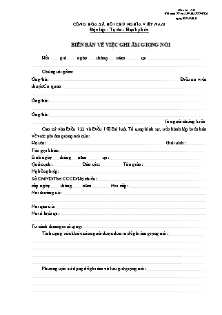 Biên bản ghi âm giọng nói - Thông tư 119/2021/TT-BCA