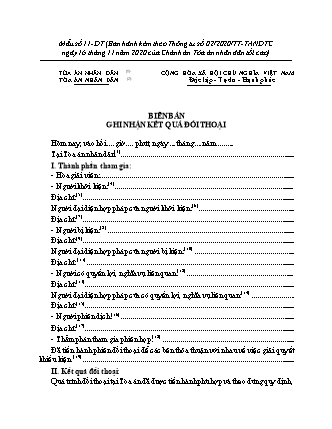 Biên bản Ghi nhận kết quả đối thoại - Thông tư 02/2020/TT-TANDTC