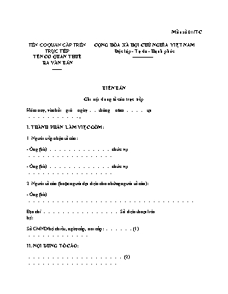 Biên Bản Ghi Nội Dung Tố Cáo Trực Tiếp (Ngành Thuế) - Quyết định 183/QĐ-TCT