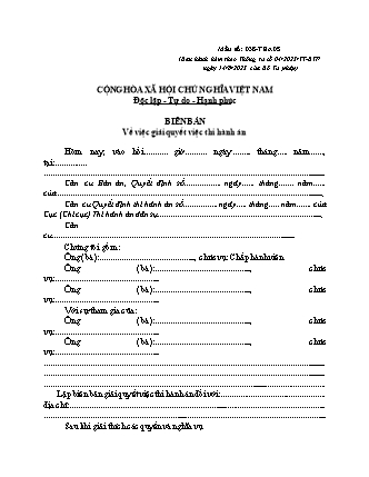 Biên bản giải quyết việc thi hành án (dân sự) - Thông tư 04/2023/TT-BTP