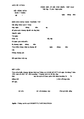 Biên bản giám định thương tật - Thông tư liên tịch 30/2007/TTLT-BTC-BLĐTBXH