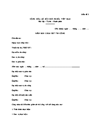 Biên bản Giám sát Thi công