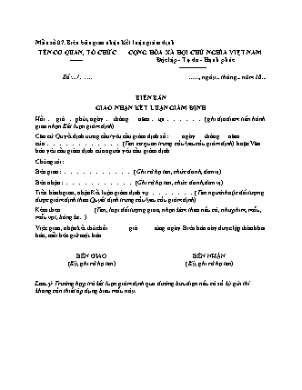 Biên Bản Giao Nhận Kết Luận Giám Định (Pháp Y) - Thông tư 42/2024/TT-BYT