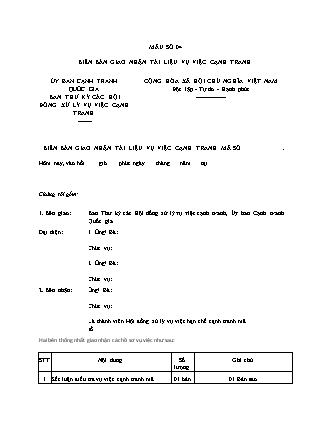 Biên bản giao nhận tài liệu vụ việc cạnh tranh - Thông tư 40/2023/TT-BCT
