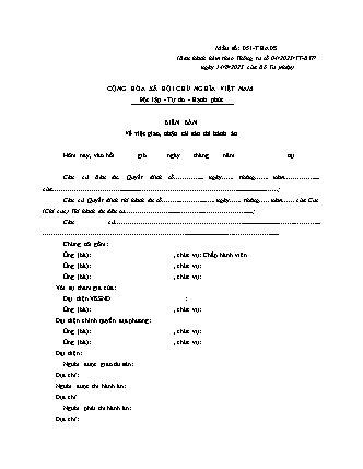 Biên bản giao, nhận tài sản thi hành án (dân sự) - Thông tư 04/2023/TT-BTP