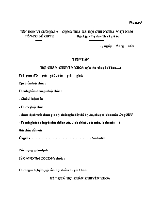 Biên bản hội chẩn chuyên khoa - Quyết định 1003/QĐ-BYT