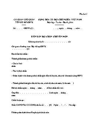 Biên bản Hội chẩn chuyên môn (khám giám định y khoa) - Quyết định 1003/QĐ-BYT