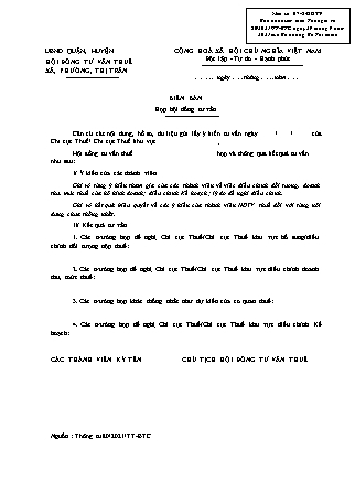Biên bản Họp Hội đồng Tư vấn Thuế - Thông tư 80/2021/TT-BTC