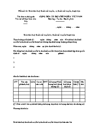 Biên bản huỷ thuốc cổ truyền/vị thuốc cổ truyền/dược liệu - Thông tư 32/2025/TT-BYT