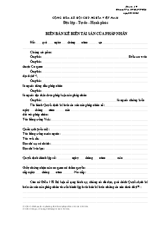 Biên bản kê biên tài sản của pháp nhân - Thông tư 119/2021/TT-BCA