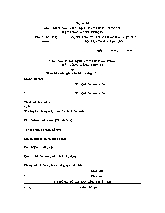 Biên Bản Kiểm Định Kỹ Thuật An Toàn (Hệ Thống Máng Trượt) - Thông tư 54/2016/TT-BLĐTBXH