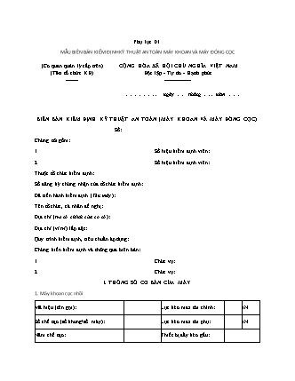 Biên bản Kiểm định Kỹ thuật An toàn (Máy Khoan và Máy Đóng Cọc) - Thông tư 09/2018/TT-BXD