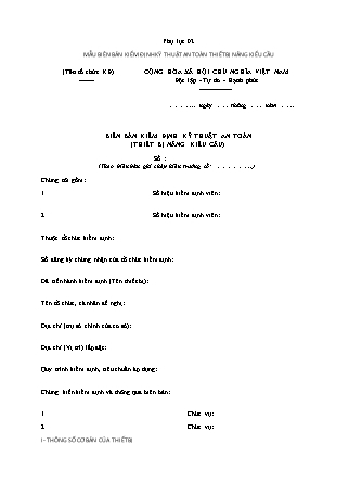 Biên bản Kiểm định Kỹ thuật An toàn (Thiết bị Nâng Kiểu Cầu) - Thông tư 54/2016/TT-BLĐTBXH