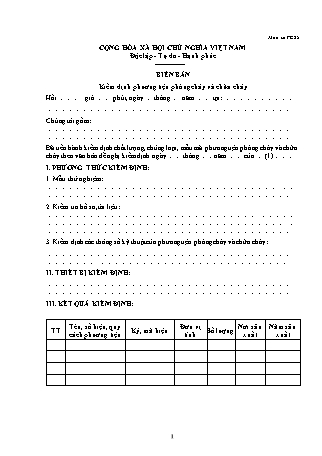 Biên bản Kiểm định Phương tiện Phòng cháy và Chữa cháy