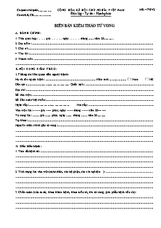 Biên bản kiểm thảo tử vong - Thông tư 32/2023/TT-BYT