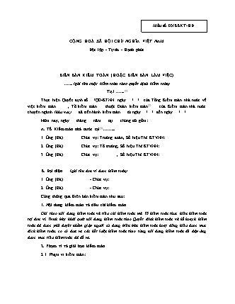 Biên bản Kiểm toán (hoặc Biên bản Làm việc) - Quyết định 1925/QĐ-KTNN