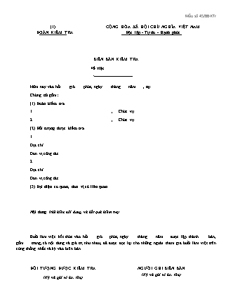 Biên bản kiểm tra (án dân sự) - Quyết định 196/QĐ-TCTHADS