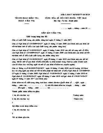 Biên bản Kiểm tra chất lượng hàng hóa - Thông tư 06/2020/TT-BKHCN