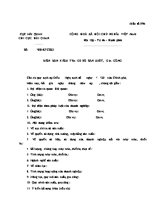 Biên Bản Kiểm Tra Cơ Sở Sản Xuất, Gia Công - Nghị định 26/2023/NĐ-CP
