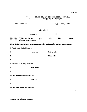Biên bản kiểm tra (cơ sở sản xuất, kinh doanh thực phẩm) - Thông tư 17/2023/TT-BYT