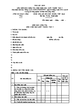 Biên bản kiểm tra điều kiện sản xuất thuốc thú y - Thông tư 13/2016/TT-BNNPTNT