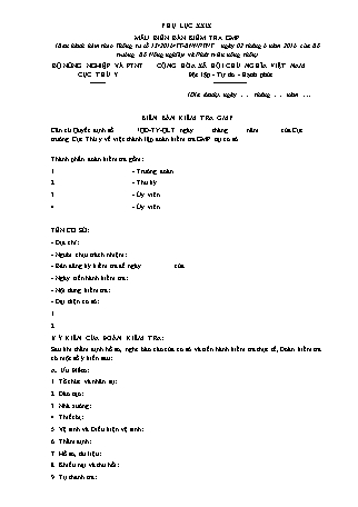 Biên bản Kiểm tra GMP - Thông tư 13/2016/TT-BNNPTNT
