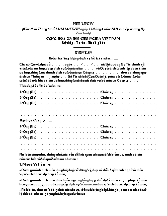 Biên bản Kiểm tra hoạt động dịch vụ kế toán - Thông tư 23/2024/TT-BTC