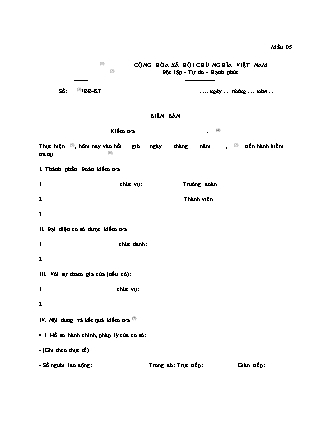 Biên Bản Kiểm Tra (Kinh Doanh Thức Ăn Đường Phố) - Thông tư 17/2023/TT-BYT