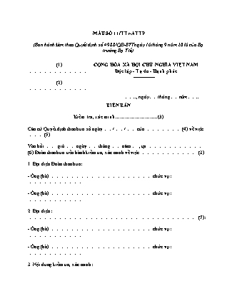 Biên bản Kiểm tra, Xác minh (thanh tra an toàn thực phẩm) - Quyết định 4988/QĐ-BYT