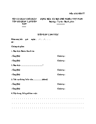 Biên bản làm việc (thanh tra Bảo hiểm xã hội) - Quyết định 1518/QĐ-BHXH