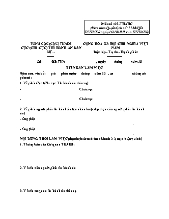 Biên bản làm việc (thi hành án dân sự) - Quyết định 1130/QĐ-TCTHADS