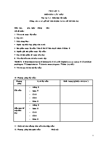 Biên bản lấy mẫu (thịt trâu, bò) - Thông tư 66/2009/TT-BNNPTNT