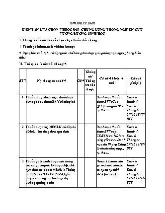 Biên bản lựa chọn thuốc đối chứng dùng cho tương đương sinh học