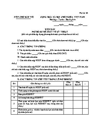 Biên bản Mở hồ sơ đề xuất về kỹ thuật (gói thầu dùng phương thức một giai đoạn hai túi hồ sơ)- Thông tư 80/2025/TT-BTC