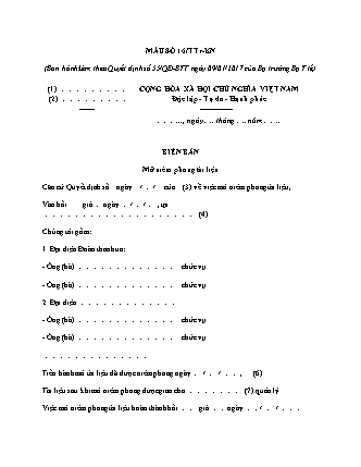 Biên bản Mở niêm phong tài liệu (thanh tra ngành Y tế) - Quyết định 55/QĐ-BYT
