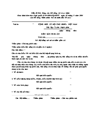Biên bản nghị án (Hội đồng xét xử sơ thẩm) - Nghị quyết số 04/2004/NQ-HĐTP