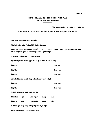 Biên bản Nghiệm thu khối lượng, chất lượng sản phẩm - Thông tư 24/2018/TT-BTNMT
