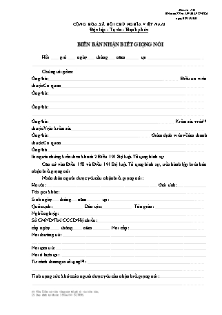 Biên bản nhận biết giọng nói - Thông tư 119/2021/TT-BCA