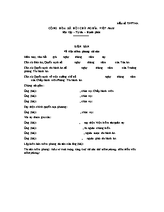 Biên bản niêm phong tài sản thi hành án dân sự - Thông tư 96/2016/TT-BQP