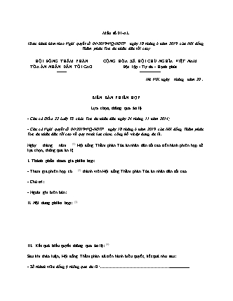 Biên bản phiên họp lựa chọn, thông qua án lệ - Nghị quyết 04/2019/NQ-HĐTP
